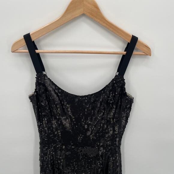 DRESS THE POPULATION Black Sequin Midi Dress // S - Picture 4 of 11